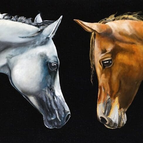 Best Friends, Horses Artworks by Monica MMG Art Studio