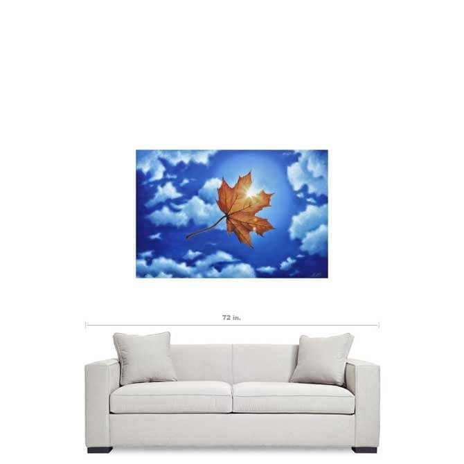 Fine Art Original Oil Painting of a Imaginative Leaf in the Sun inspired by Dali. This is a unique composition from my love for Sunshine and Trees. Relax and enjoy