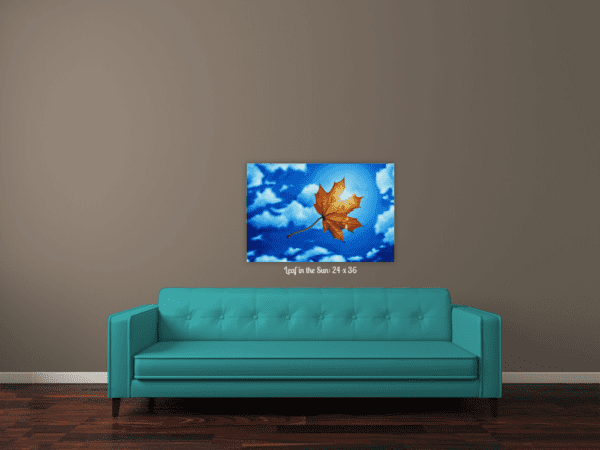 Fine Art Original Oil Painting of a Imaginative Leaf in the Sun inspired by Dali. This is a unique composition from my love for Sunshine and Trees. Relax and enjoy