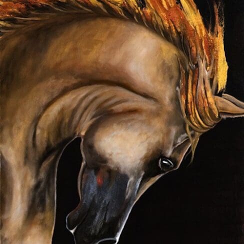 Fire stallion horse artworks by Monica MMG Arts Studio - Colorado