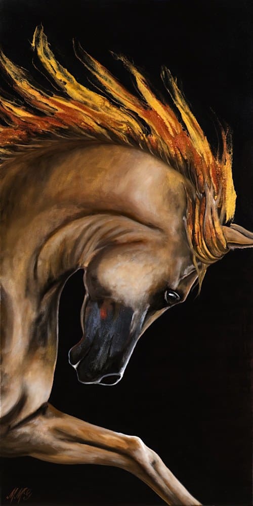 Fire stallion horse artworks by Monica MMG Arts Studio - Colorado