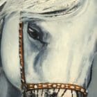 Close-up detail of "3 Wise Guys" painting, showing intricate Hybrid Fluid Realism details by Monica Marquez Gatica of Monica Fine Art - Colorado