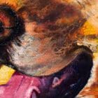 Detail of the prairie landscape in 'Basking in Gold', illustrating the mesmerizing acrylic pouring technique.