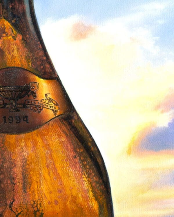 Close-up of the oil-rendered twilight landscape in "Twilight Radiance" showcasing the detail of Hybrid Fluid Realism.