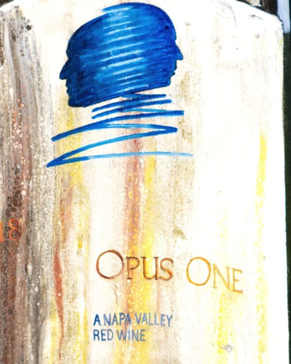 Detail shot of the vibrant acrylic pouring technique on the wine bottles in "Twilight Radiance", exemplifying Hybrid Fluid Realism.