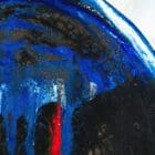 Detail shot showcasing the vibrant acrylic pouring elements in Monica Marquez Gatica's 'Silver Oak - Silver Lining'