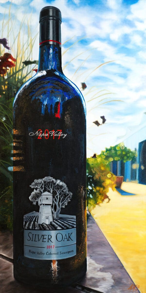 Hybrid Fluid Realism painting of a Silver Oak tree amidst prairie grass by Monica Marquez Gatica.