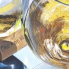 Close-up detail of 'Grapes and Gradients', highlighting the interplay of light, reflection, and the nuanced oil work of Monica Marquez Gatica’s Hybrid Fluid Realism style.