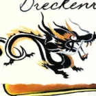 Oil-painted detail of a dragon emblem on the Breckenridge Whiskey label from 'Dragon's Elixir' by Monica Marquez Gatica.