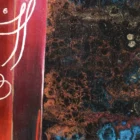 Textured acrylic pour background detail from Monica Marquez Gatica's Jack Daniel's painting.