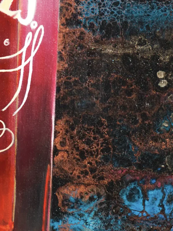 Textured acrylic pour background detail from Monica Marquez Gatica's Jack Daniel's painting.